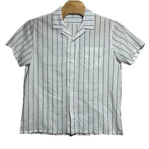Alex Mill Wash & Go Linen Blend Button Short Sleeve Shirt XL Striped